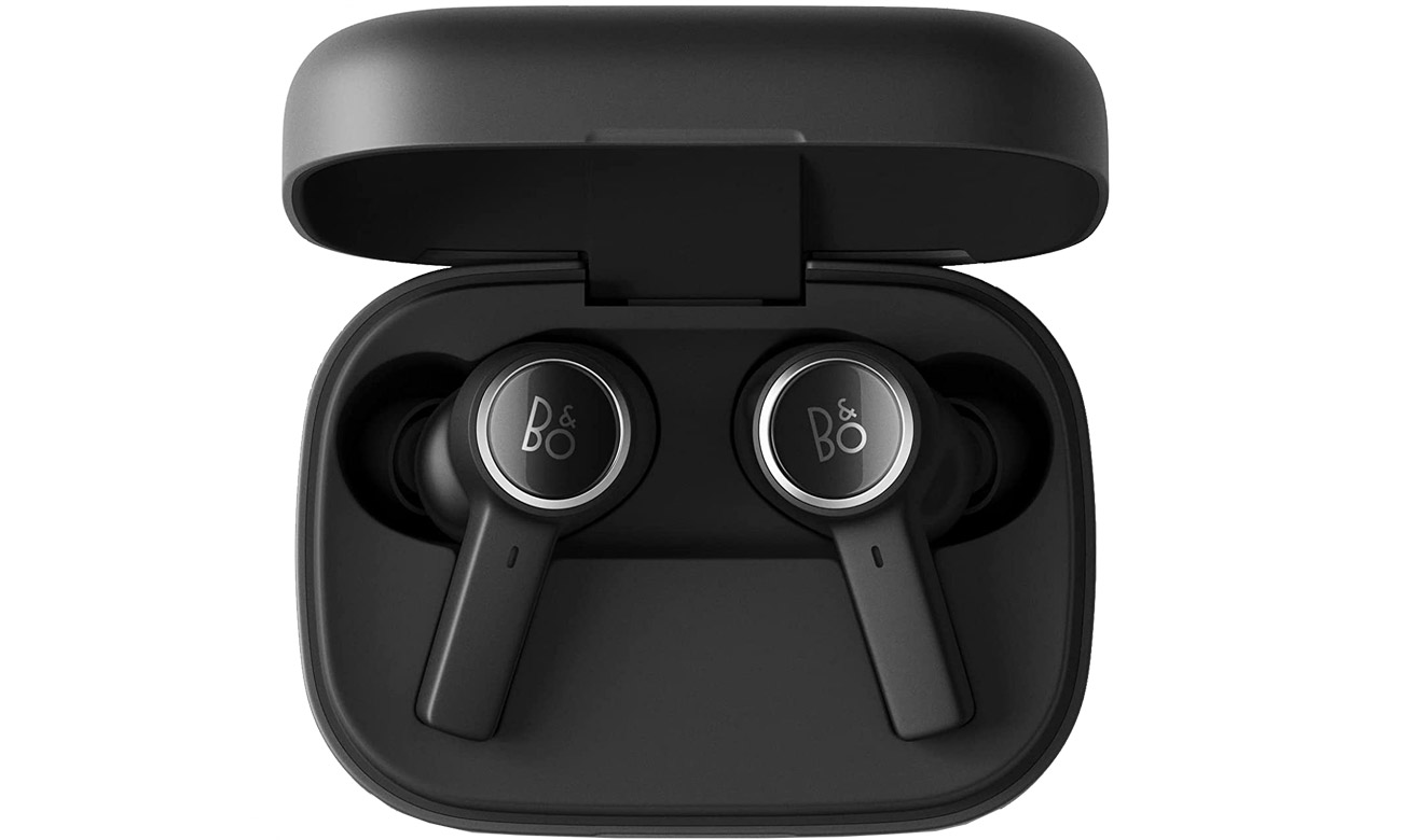 Słuchawki bezprzewodowe Bang & Olufsen Beoplay EX Black Anthracite - Widok słuchawek w etui od góry