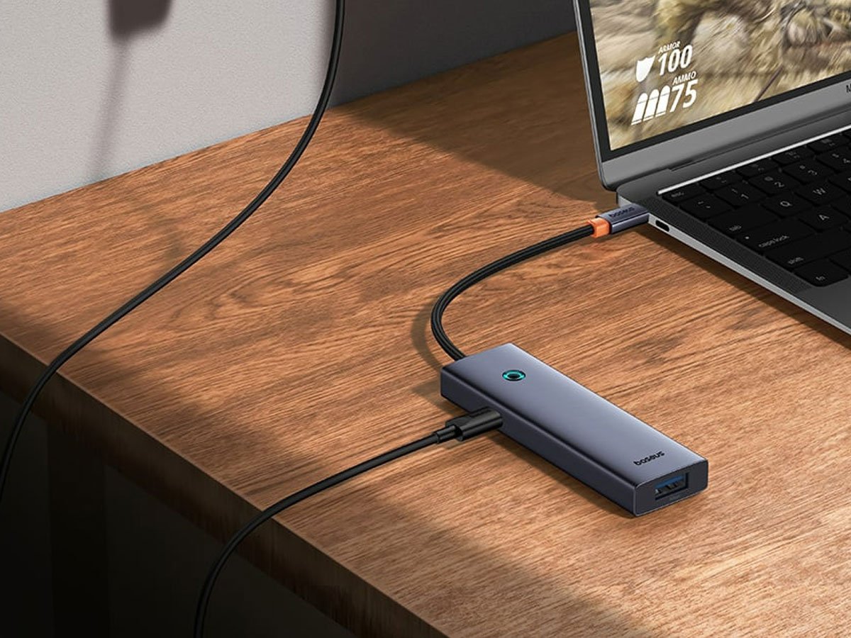 Baseus 5w1 UltraJoy 5-Port (4xUSB 3.0, PD) Szary
