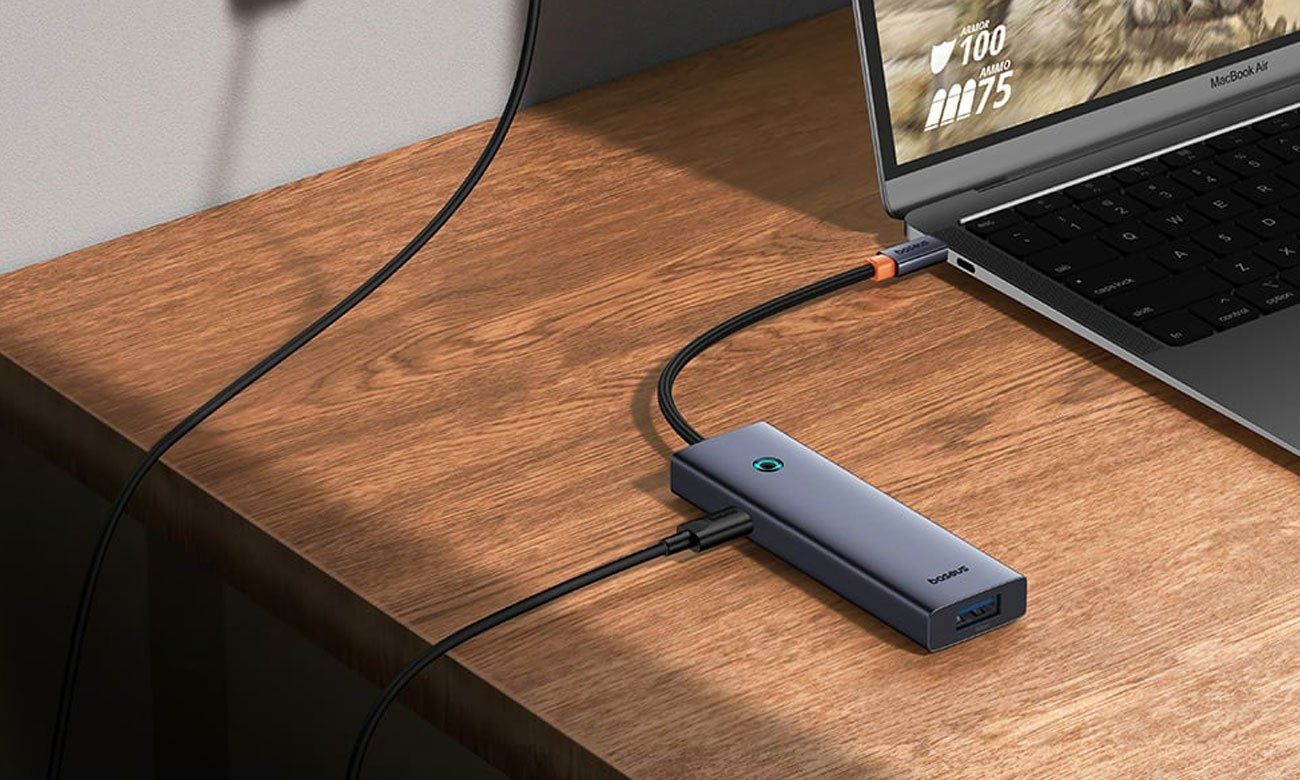 Baseus 5w1 UltraJoy 5-Port (4xUSB 3.0, PD) Szary