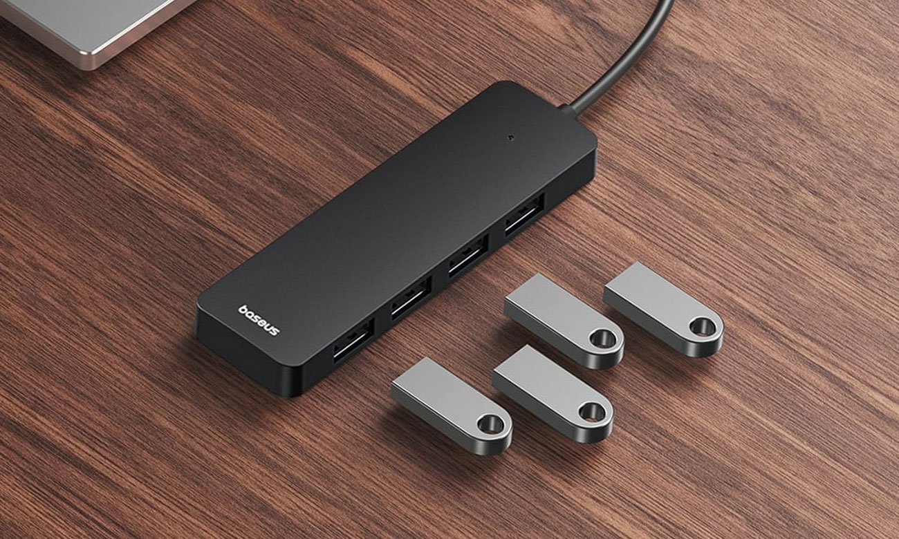 Baseus UltraJoy Series Lite 4-Port 15cm (USB - 4x USB3.0, Schwarz)