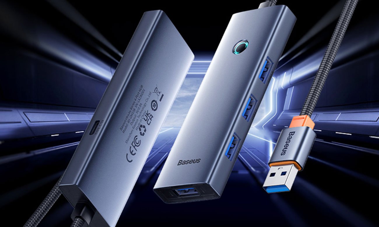 Baseus UltraJoy Series Lite 4-Port 50cm (USB - 4xUSB3.0, szary)