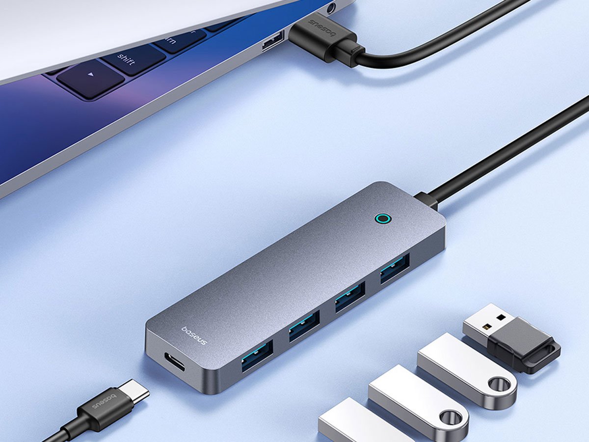 Baseus 4w1 UltraJoy Lite 200cm USB-A - 4xUSB 3.0, szary)