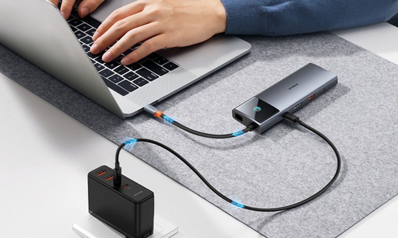 Hub Baseus USB-C Metal Gleam II zasilanie