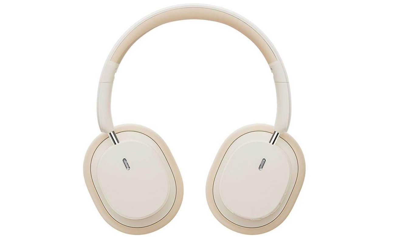 Słuchawki bezprzewodowe Baseus Bowie D05 Creamy-white - Widok od przodu z nausznikami na płasko