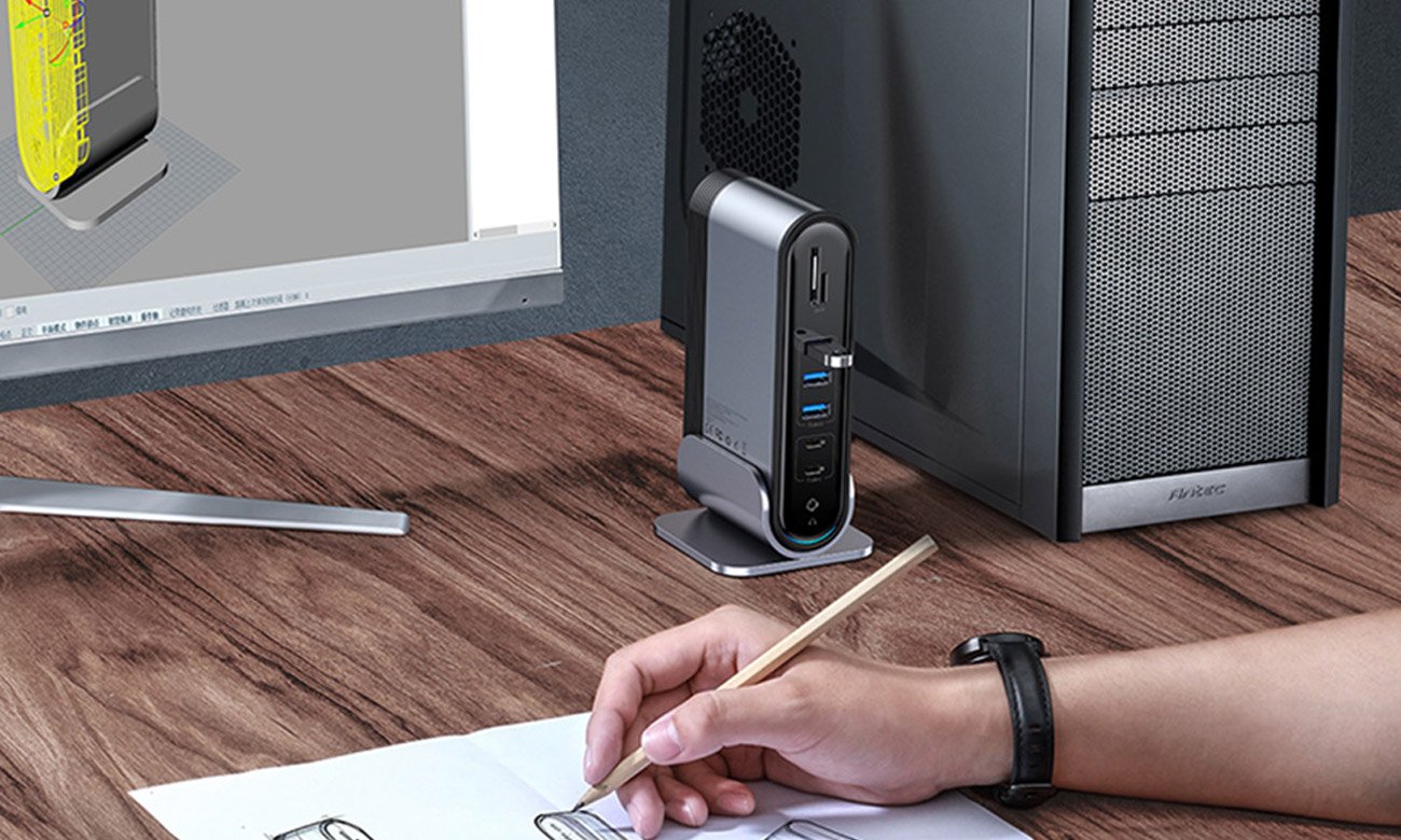 Stacja dokująca Baseus USB-C Working Station 16w1 działanie
