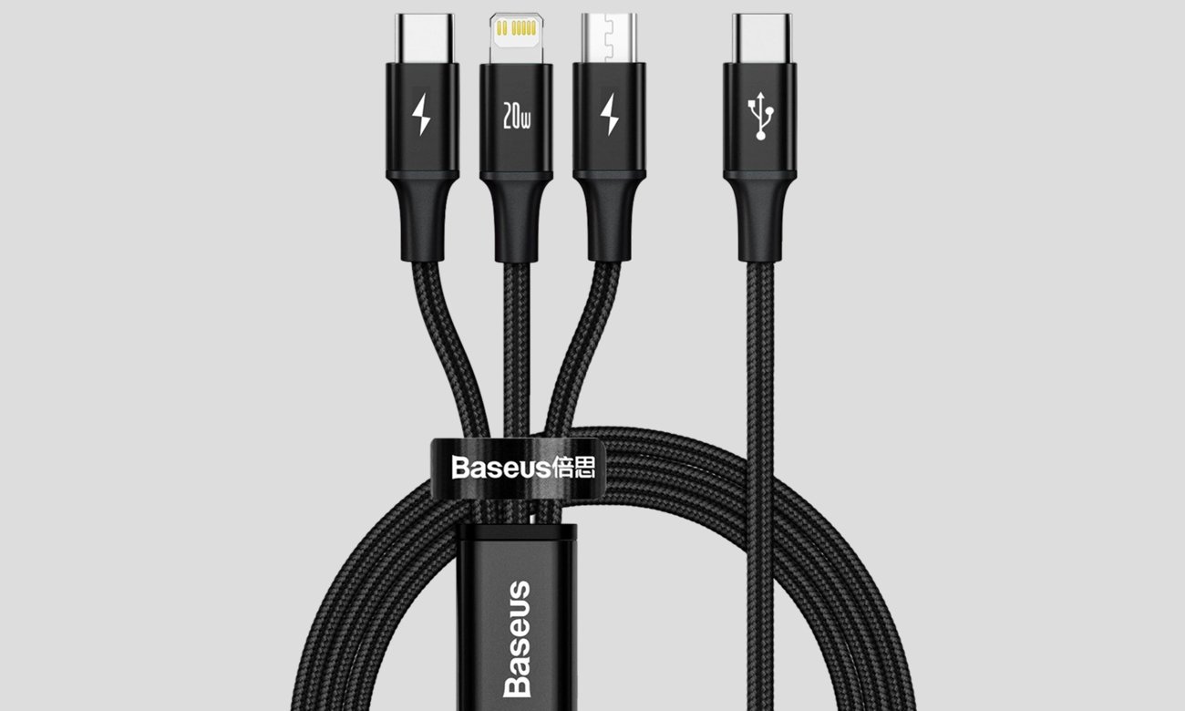 Kabel Baseus USB 3-in-1 Rapid Series 20W 1,5m Schwarz