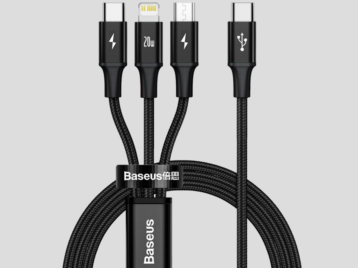 Kabel Baseus USB 3-in-1 Rapid Series 20W 1,5m Schwarz