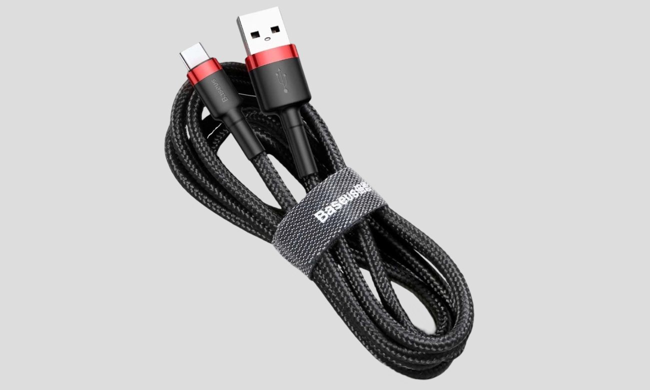 Kabel Baseus Cafule USB-A - USB-C 1m Czarno-czerwony - Grafika z tłem