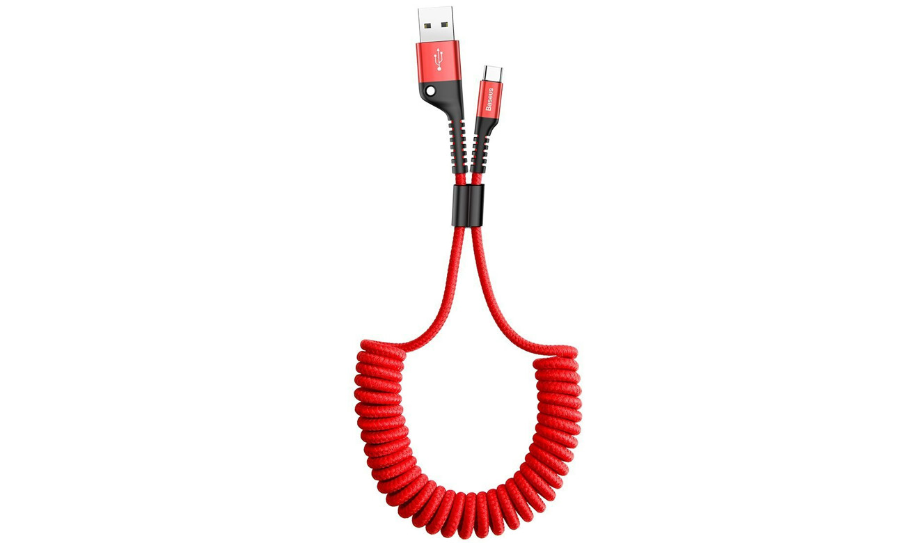 Kabel Baseus USB-A - USB-C 1m (sprężynowy)