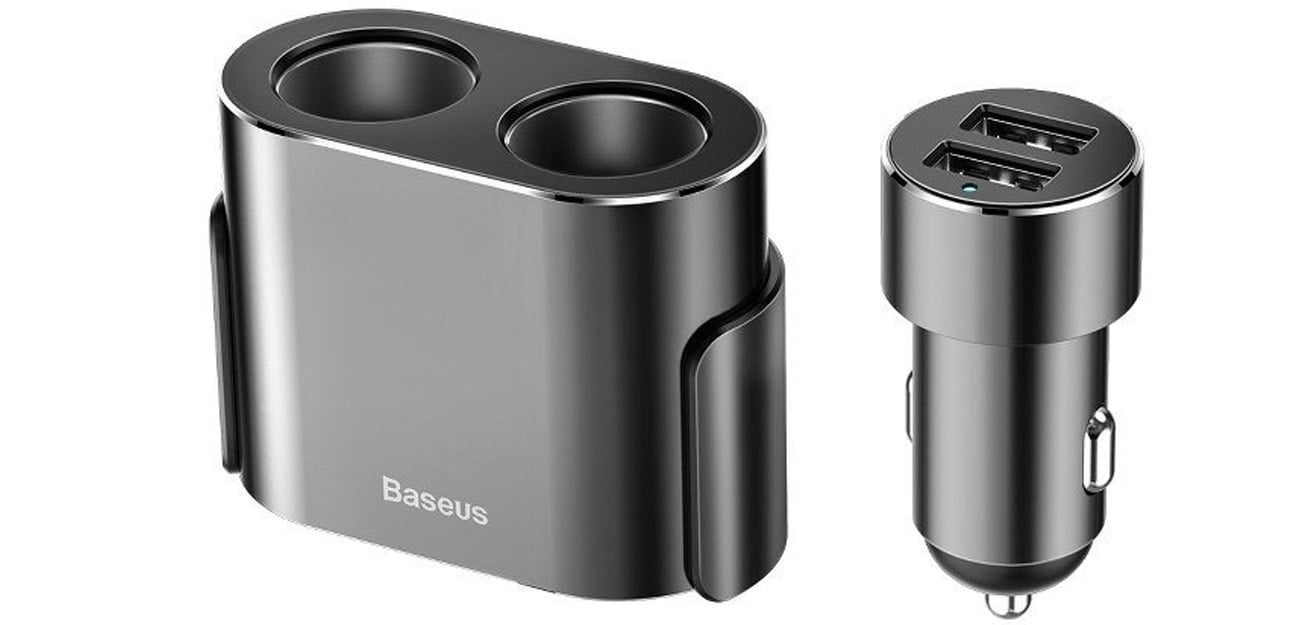 Ładowarka samochodowa Baseus 2x USB + Rozgałęźnik portu zapalniczki