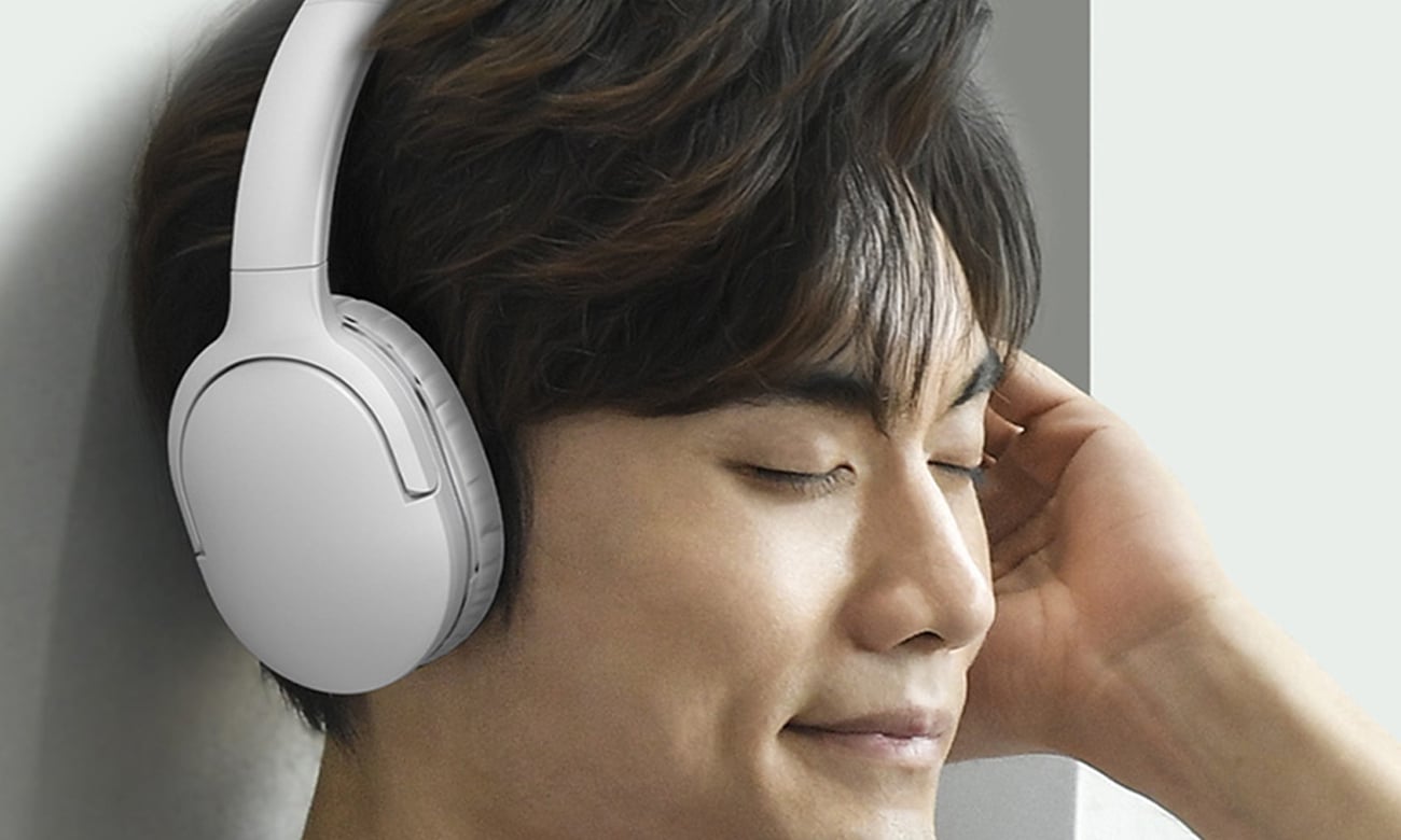 Słuchawki bezprzewodowe Baseus Encok D02 Pro Białe - Grafika lifestyle