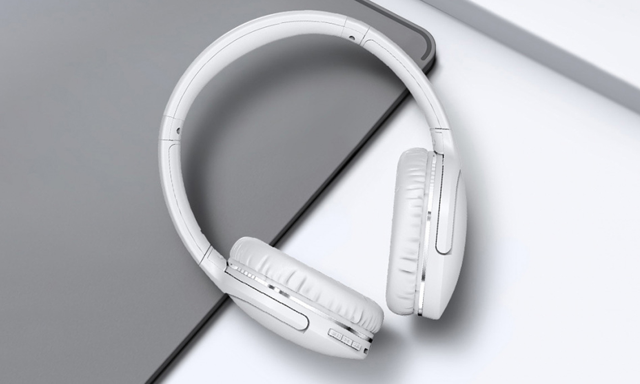 Słuchawki bezprzewodowe Baseus Encok D02 Pro Białe - Grafika lifestyle