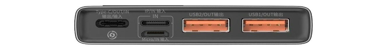 Powerbank Baseus Adaman Metal widoczne porty