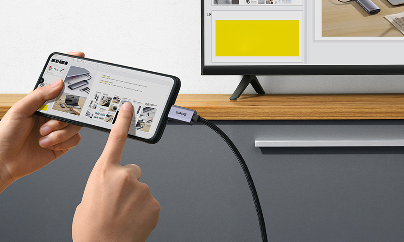 Kabel Baseus USB-C - HDMI 4K działanie