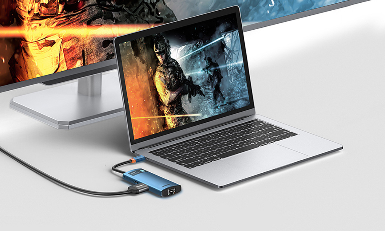 Hub USB Baseus Metal Gleam Series 6-in-1 z laptopem