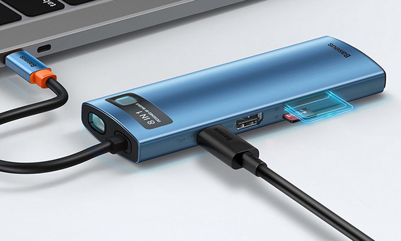 Baseus Metal Gleam Series 8-in-1 podłączanie