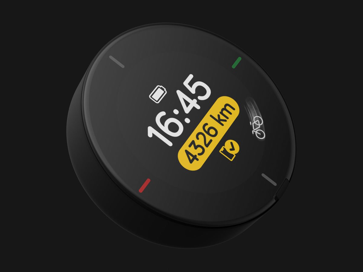 Nawigacja rowerowa GPS Beeline Velo 2 - Widok od przodu pod kątem, grafika z tłem