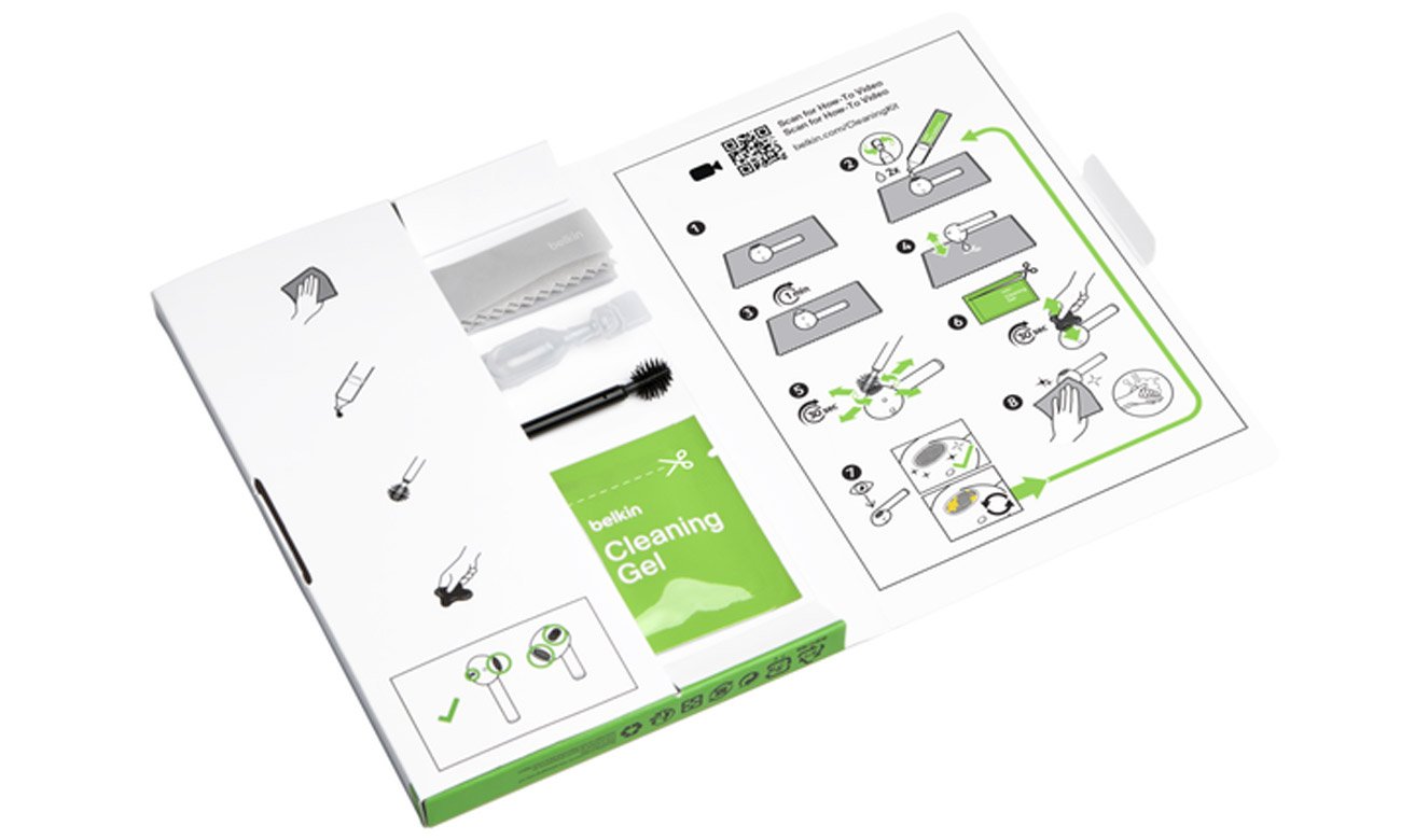 Zestaw do czyszczenia do słuchawek AirPods Belkin Cleaning Kit - Widok wnętrza opakowania