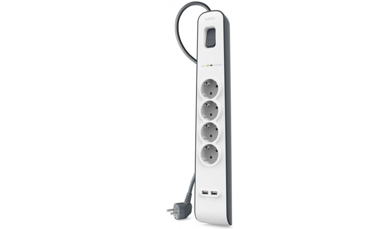 Listwa zasilająca Belkin 4 gniazda, 2x USB 2.4A