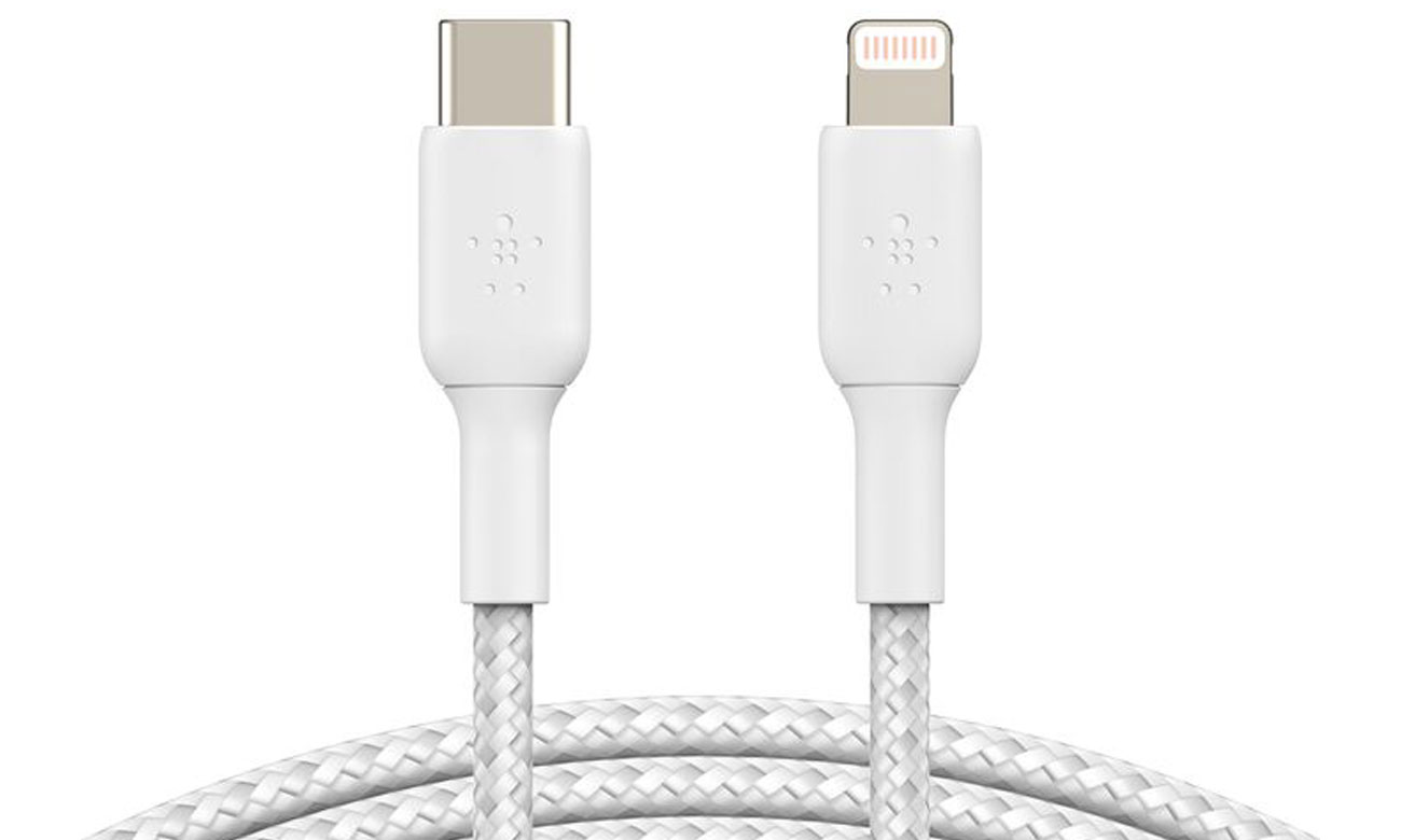 Kabel Belkin USB-C na Lightning w oplocie 2 m Biały - Widok ogólny