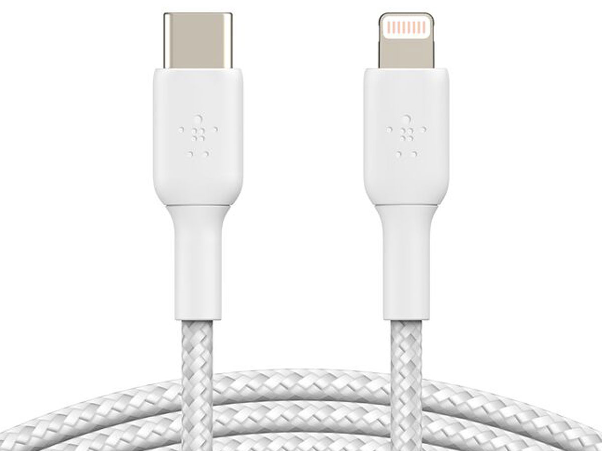 Kabel Belkin USB-C na Lightning w oplocie 2 m Biały - Widok ogólny