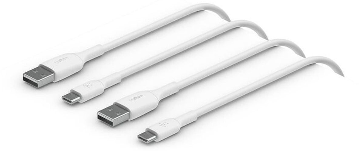 Belkin Kable USB-A na USB-C, 2m, białe, zestaw 2 szt.