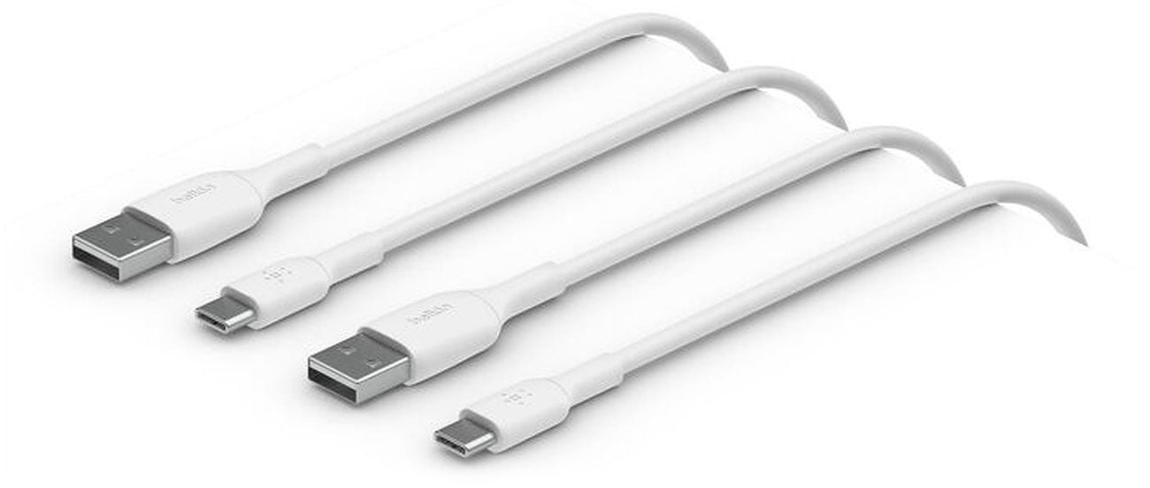 Belkin Kable USB-A na USB-C, 2m, białe, zestaw 2 szt.