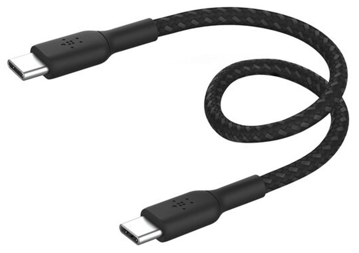 Kabel Belkin USB-C na USB-C w oplocie 60W 15 cm Czarny - Widok ogólny