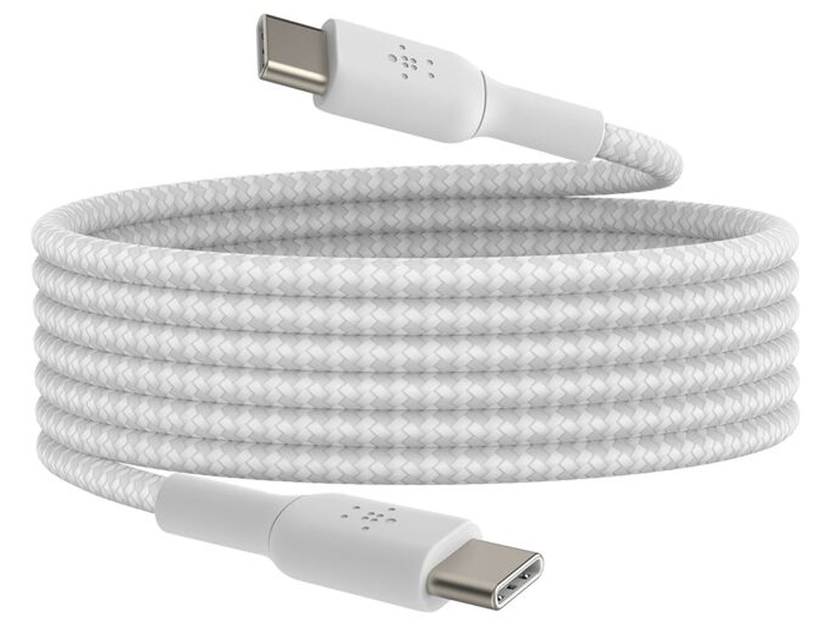 Kabel Belkin USB-C na USB-C w oplocie 60W 2 m Biały - Widok ogólny