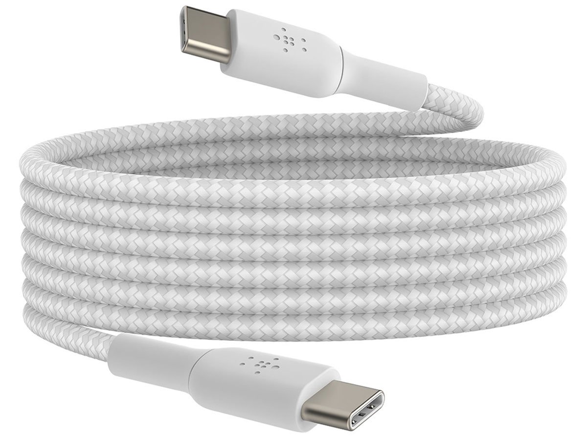 Belkin 2 Kable w oplocie USB-C na USB-C 60W, 2 m, białe