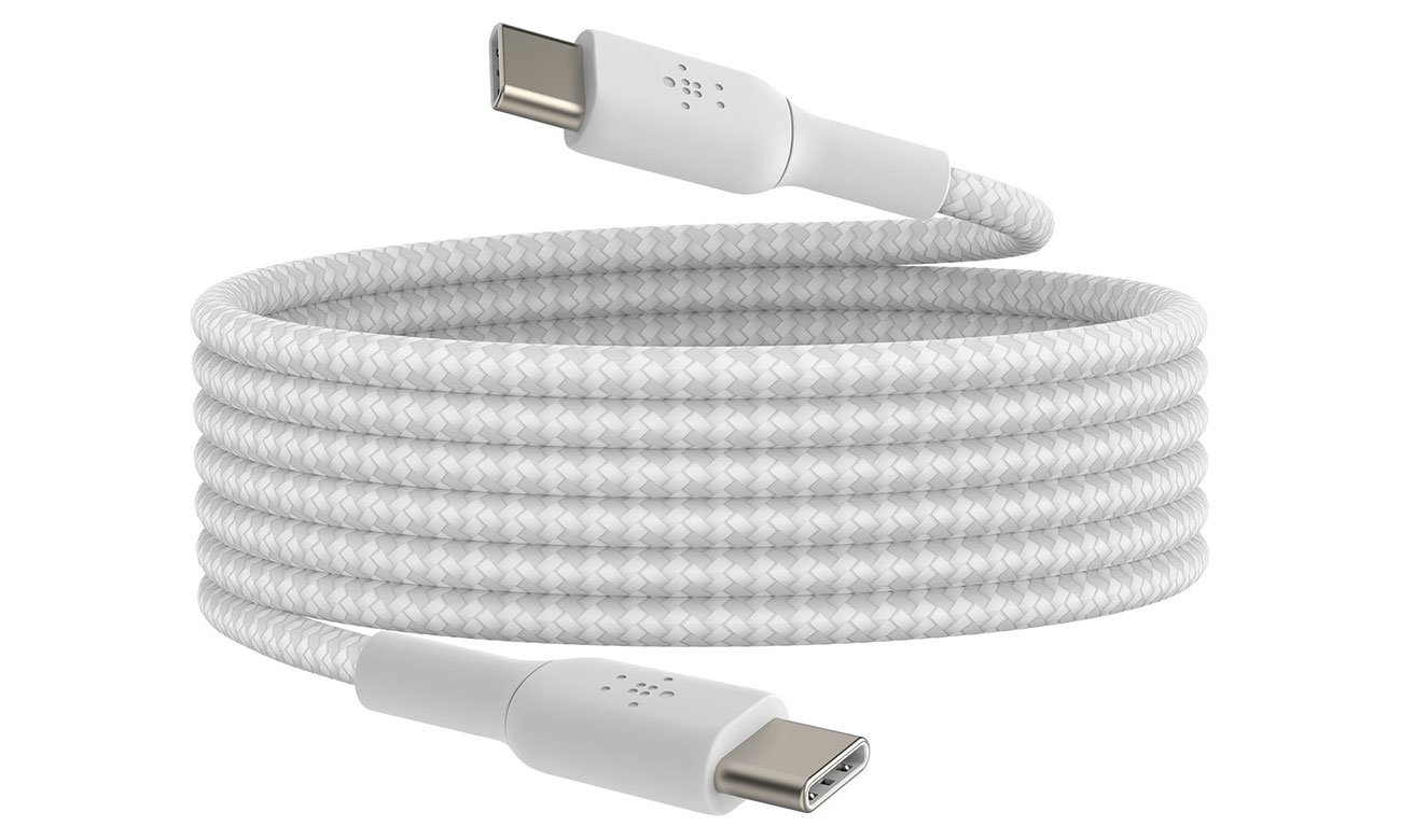 Belkin 2 Kable w oplocie USB-C na USB-C 60W, 2 m, białe