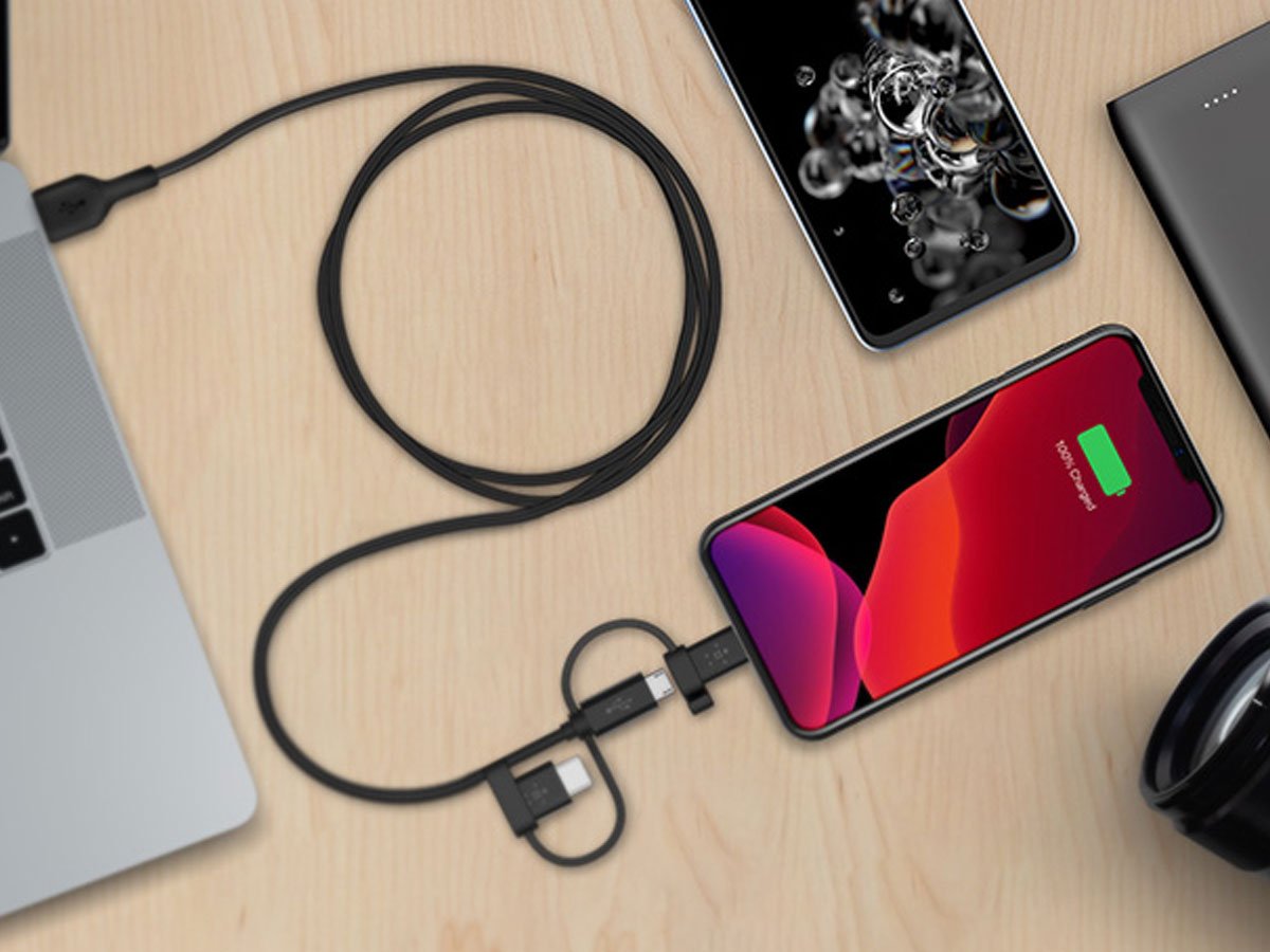 Belkin Kabel 3w1 USB-A na Lightning, microUSB, USB-C, 1m, czarny