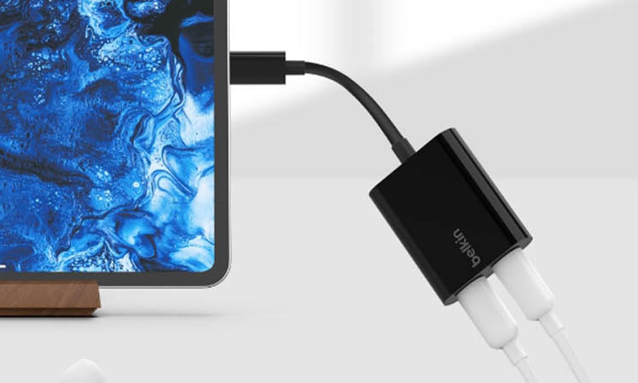 Belkin Adapter 2/USB-C do audio i ładowania PD 60W, czarny