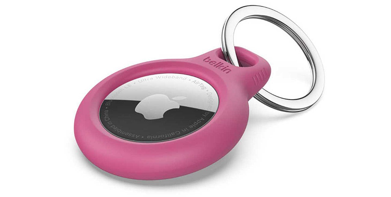 Secure AirTag Holder Belkin Keyring - Pink