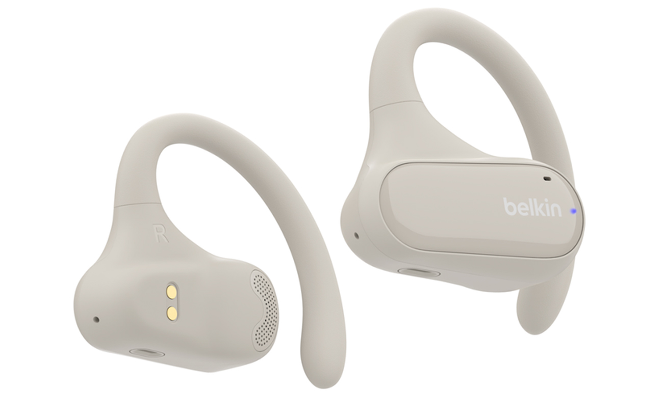 Słuchawki bezprzewodowe Belkin SoundForm ClearFit Beżowe - Widok lewej i prawej słuchawki