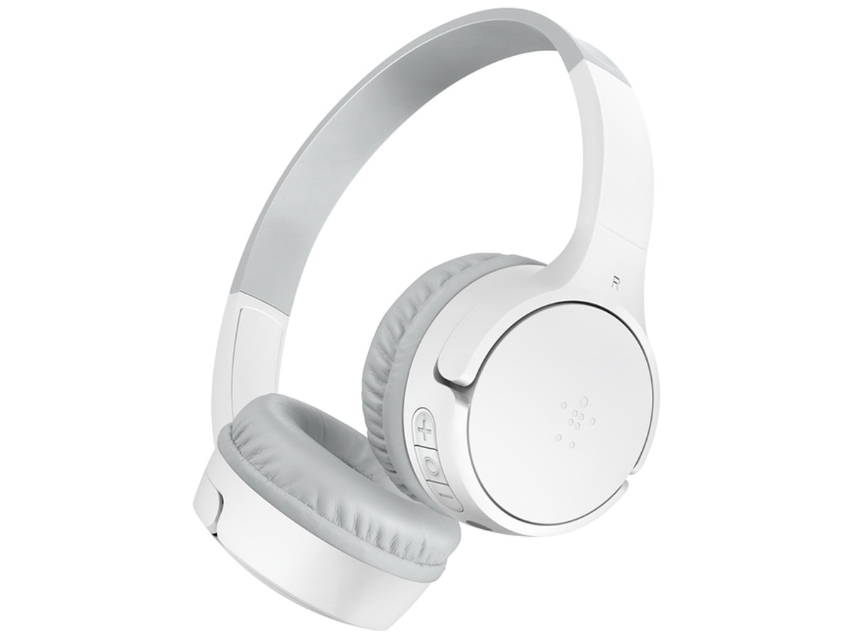 Słuchawki bezprzewodowe Belkin SoundForm Mini v3 Kids Białe - Widok od przodu pod kątem