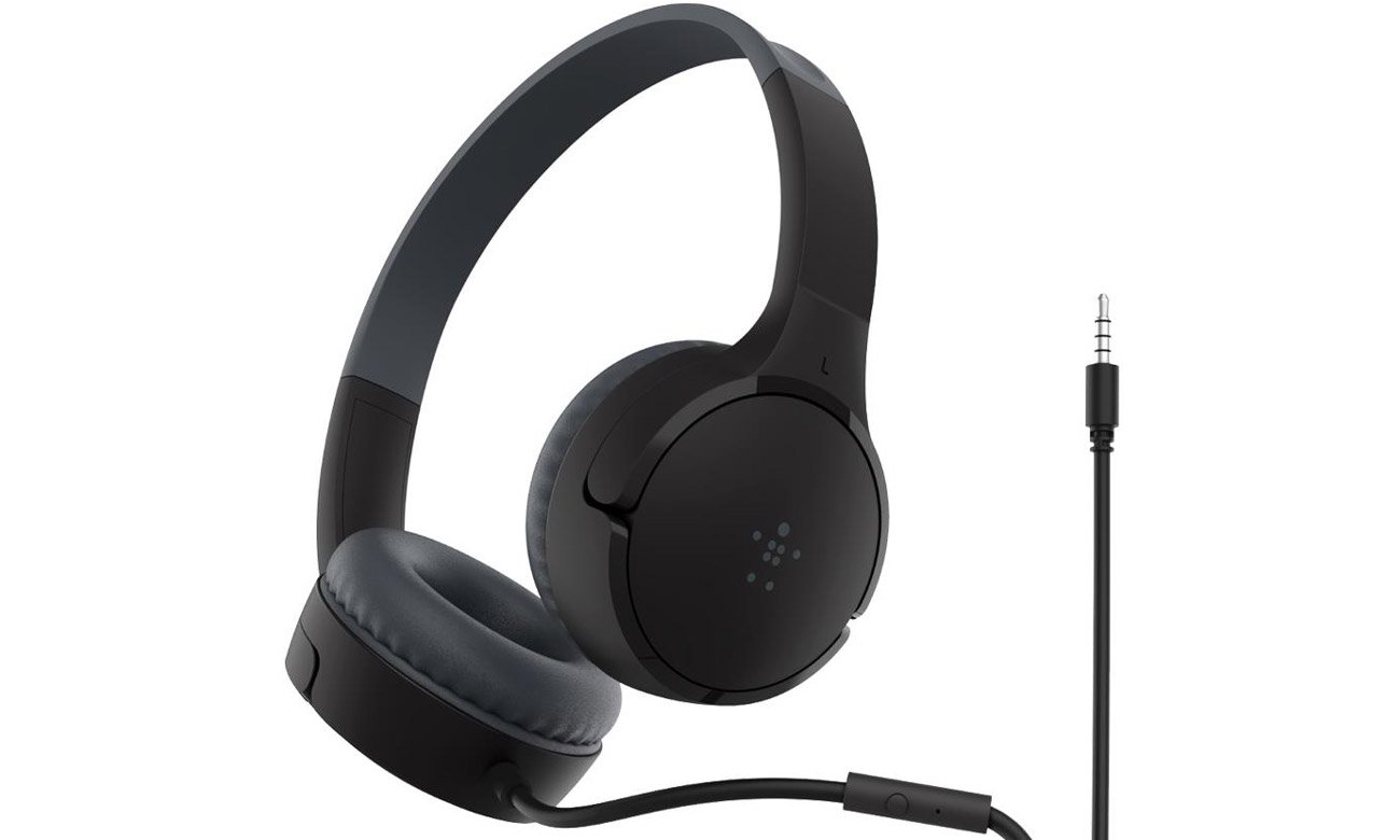 Słuchawki dla dzieci Belkin SoundForm Mini Czarne - Widok od przodu pod kątem