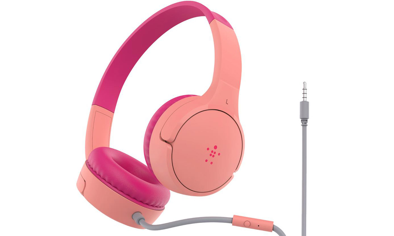 Słuchawki dla dzieci Belkin SoundForm Mini Różowe - Widok od przodu pod kątem