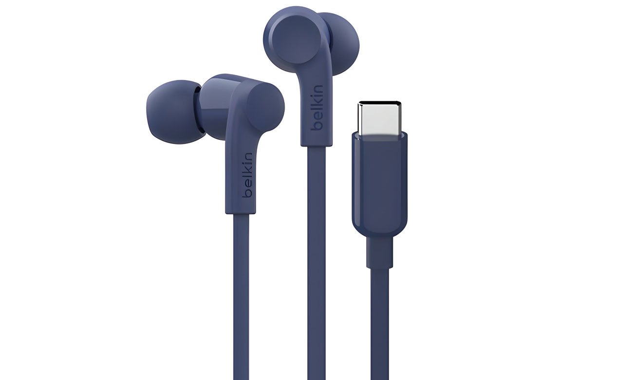 Słuchawki przewodowe Belkin SoundForm USB-C Niebieskie - Widok ogólny