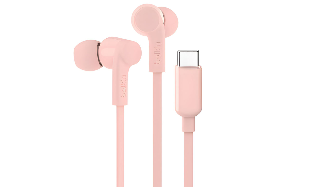 Słuchawki przewodowe Belkin SoundForm USB-C Różowe - Widok ogólny