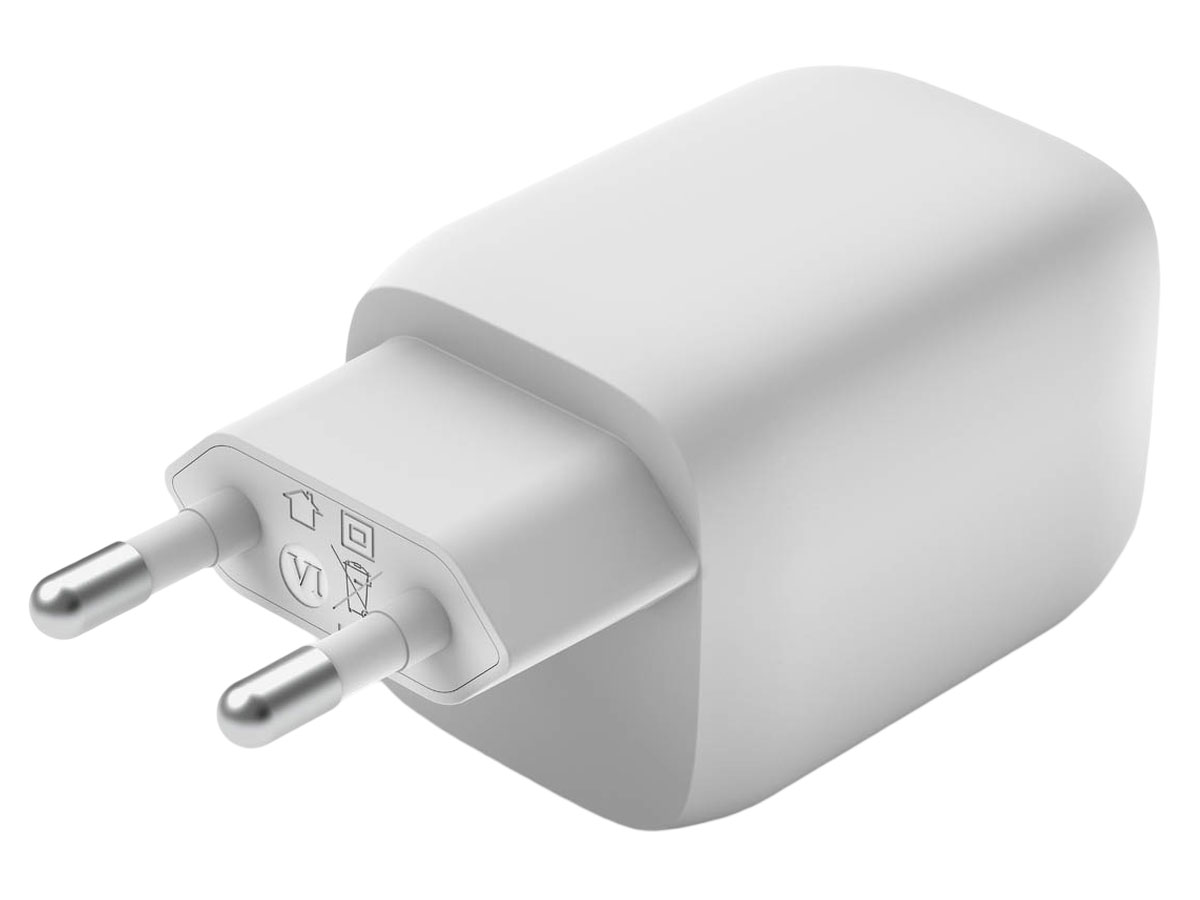 Podwójna ładowarka sieciowa (USB-C, GaN 65W + kabel) - Widok od przodu