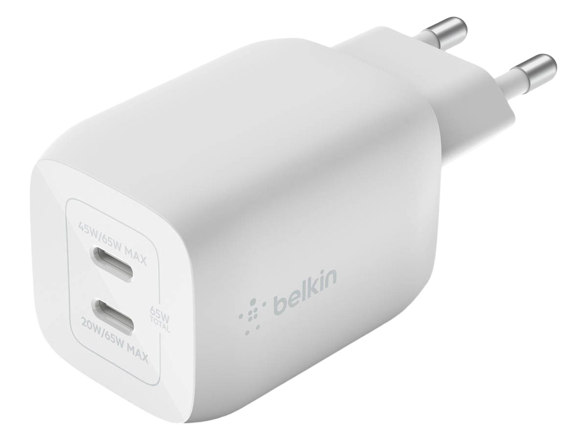 Podwójna ładowarka sieciowa (USB-C, GaN 65W + kabel) - Widok od tyłu