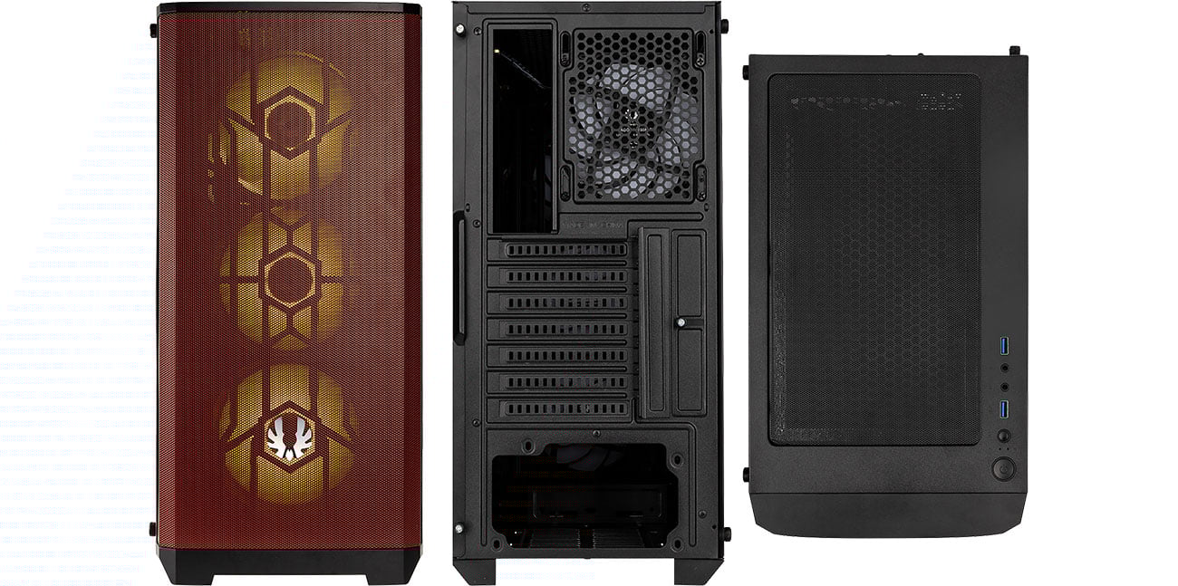 Bitfenix Nova Mesh SE ARGB Czarno-czerwona - Przód, tył, bok