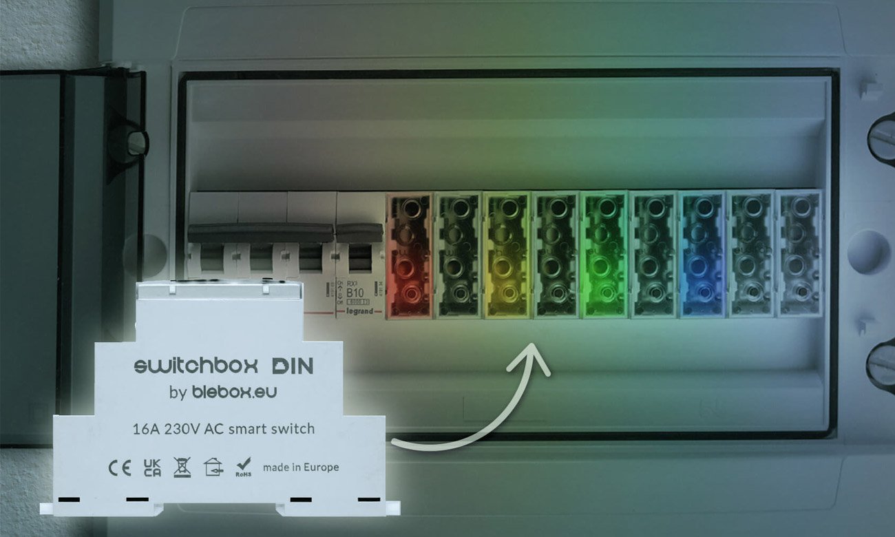 Przełącznik on/off na szynę DIN BleBox switchBox DIN - Montaż na szynę DIN