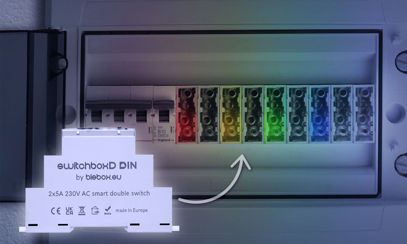 Przełącznik on/off na szynę DIN BleBox switchBox DIN - Montaż na szynę DIN