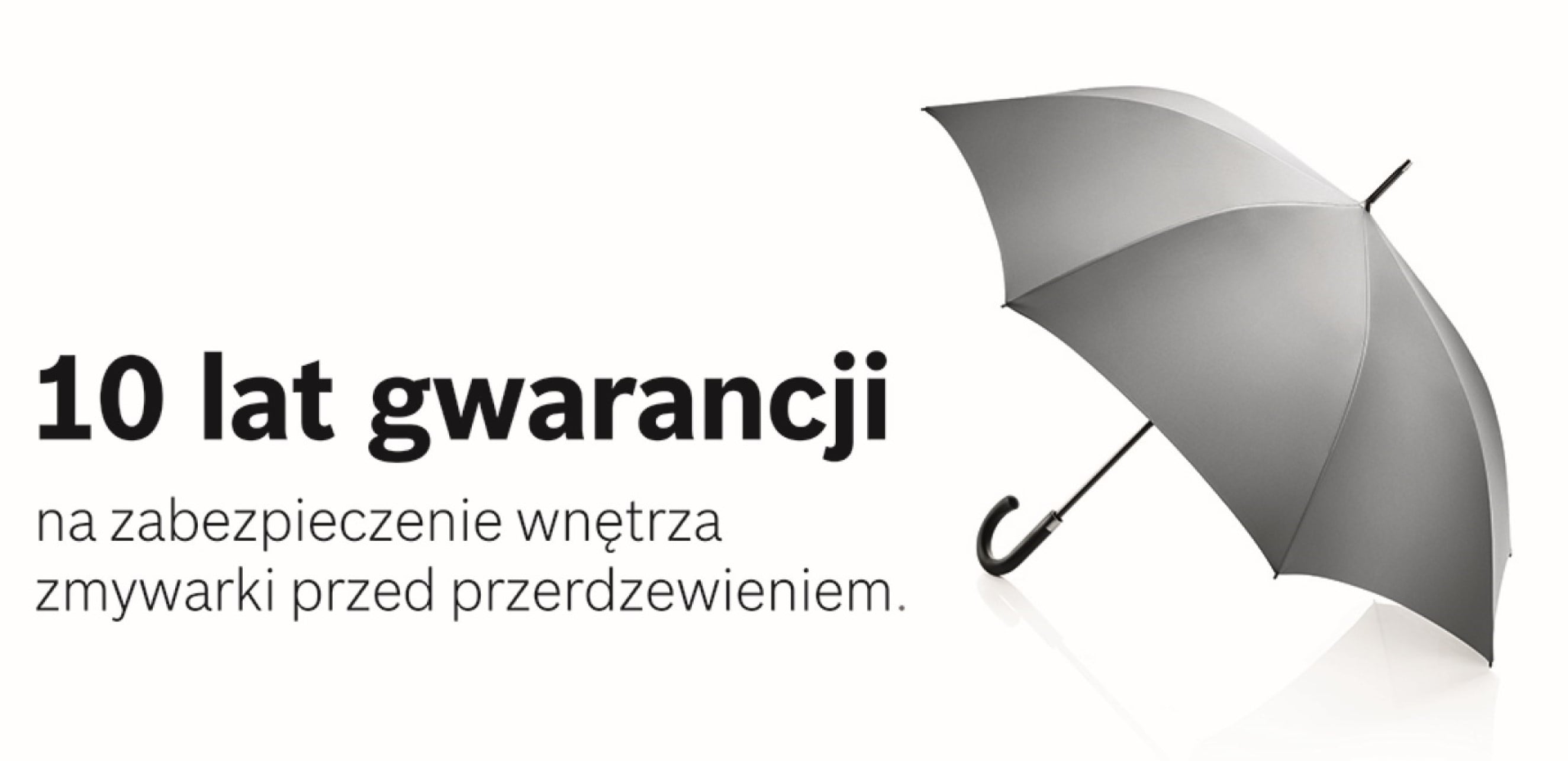 Otwarty parasol symbolizujący 10 lat gwarancji (ochrony).
