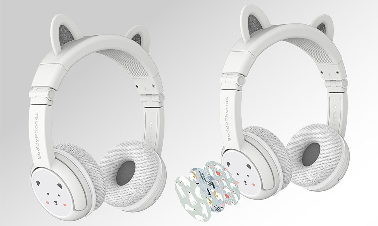 Słuchawki bezprzewodowe dla dzieci BuddyPhones Play Ears Plus panda białe