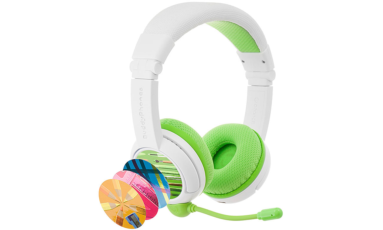 BuddyPhones School Plus bezprzewodowe zielone konstrukcja