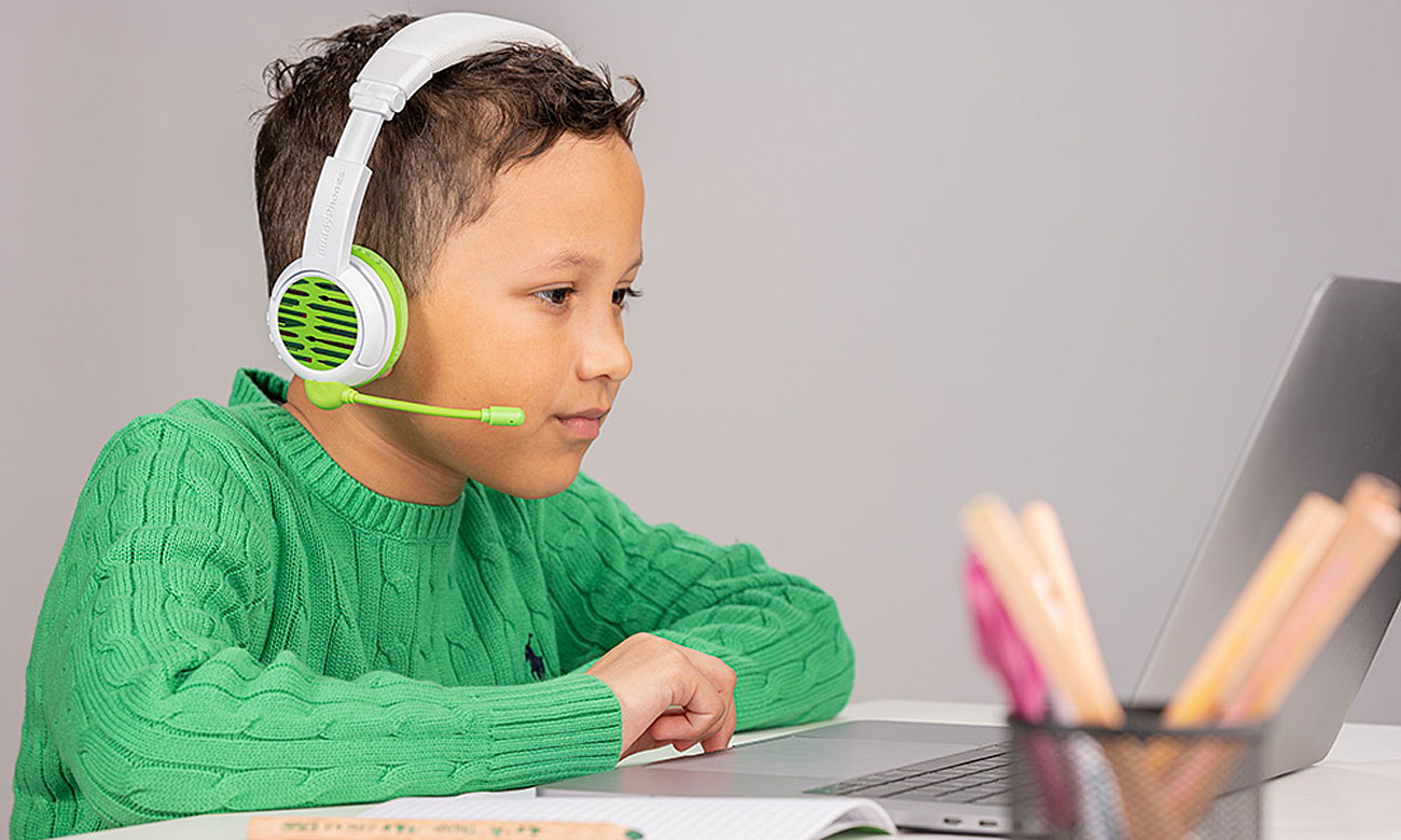 BuddyPhones School Plus bezprzewodowe zielone mikrofon