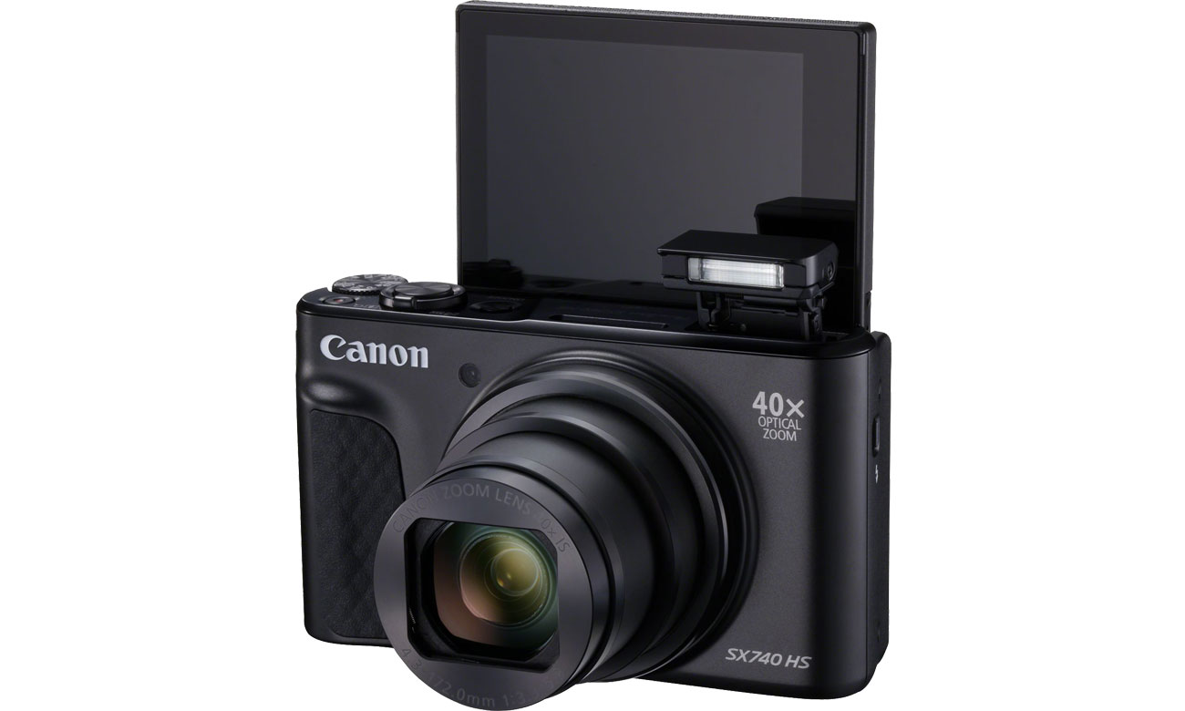 Canon PowerShot SX740 Odchylany ekran, lampa błyskowa